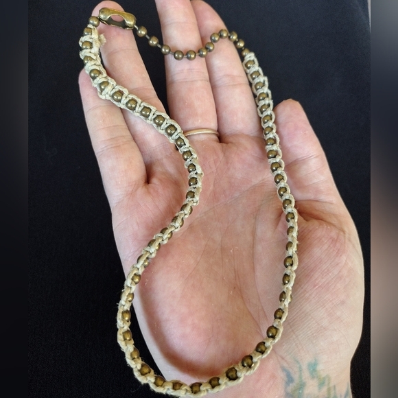 Y2K Hemp Rope Metal Ball Beaded Choker Necklace - Picture 10 of 10
